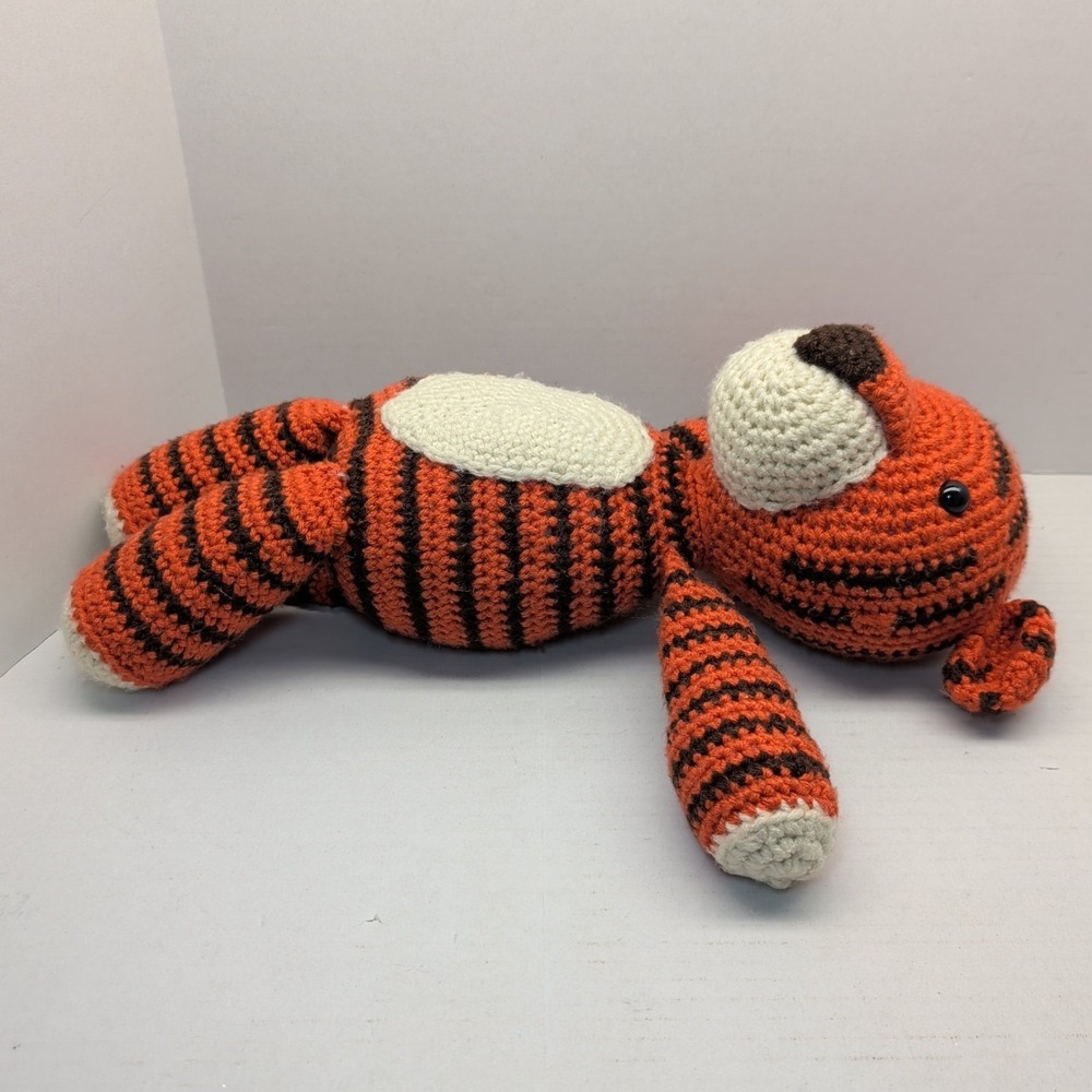 Handmade Crochet Orange Tiger Striped Amigurumi Plush Stuffed Animal 17 inch - Picture 6 of 7